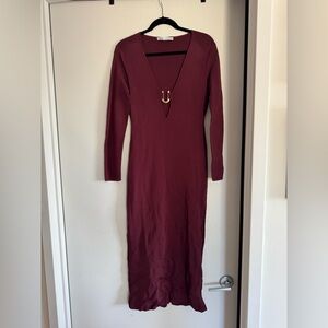 Zara Deep Red Long Sleeve Dress